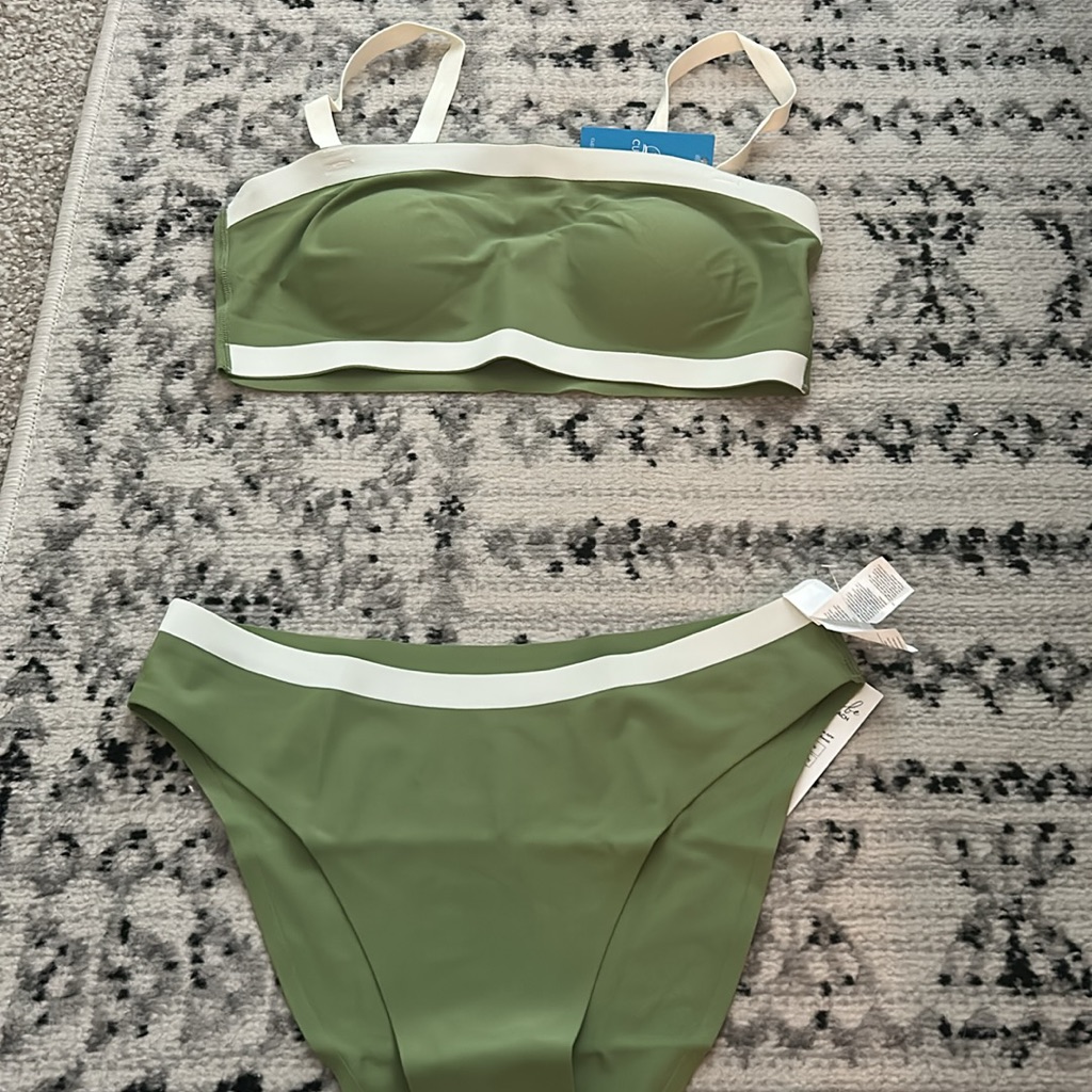 Green And Cream Bikini Set